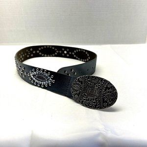 VTG Chicos Belt Rhinestones Beads Lg Silver Toned Buckle Belt Silver Tone Small